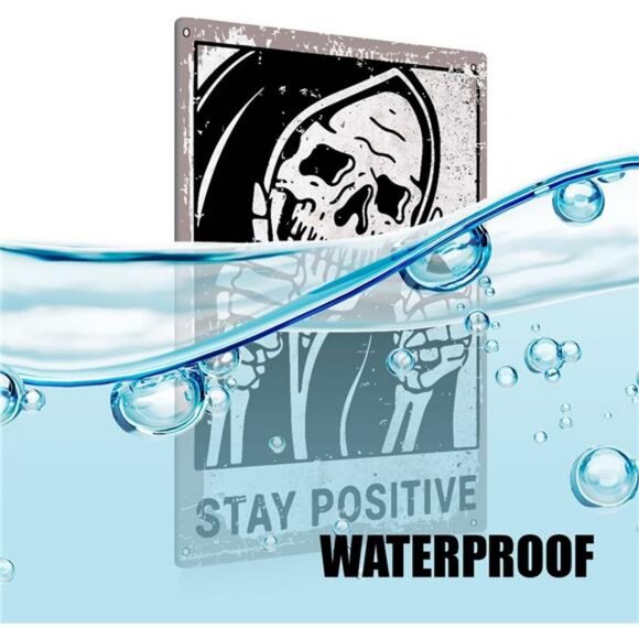 Vintage Stay Positive Skull Sign Metal Tin Sign Wall Décor Funny Retro Sign - Picture 3 of 6
